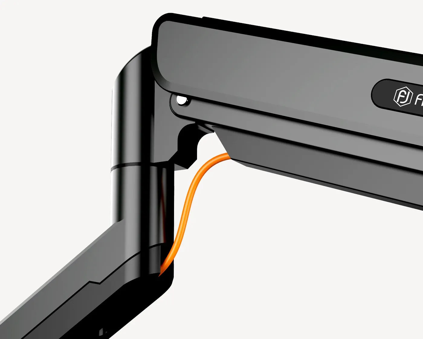 Integrated cable management feature of the Flujo XTFlex monitor arm for a tidy workspace.