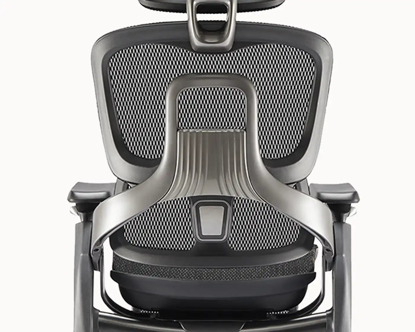 Rear view of the Flujo Elli Ergonomic Chair, highlighting its lumbar support and durable mesh back design.