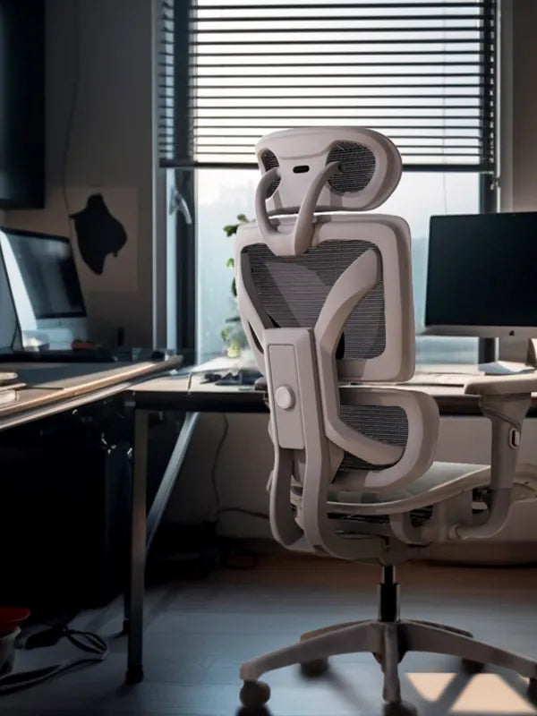 Ayla Ergonomic Chair with advanced lumbar support and adjustable armrests for optimal seating comfort, positioned in a modern home office setting.
