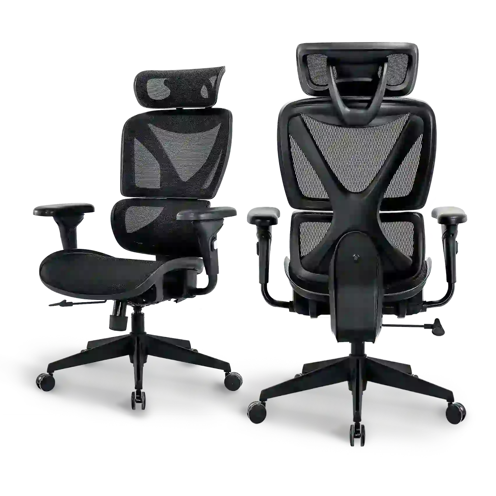 Bea Ergonomic Office Chair showcased in multiple angles, featuring a breathable mesh back and fully adjustable armrests for supreme office comfort