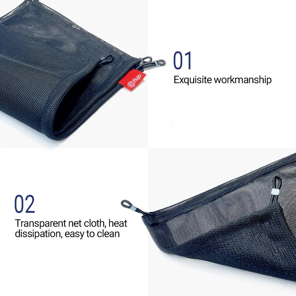 Exquisite workmanship on a mesh net for cable management, featuring a transparent net cloth for easy cleaning in Singapore.