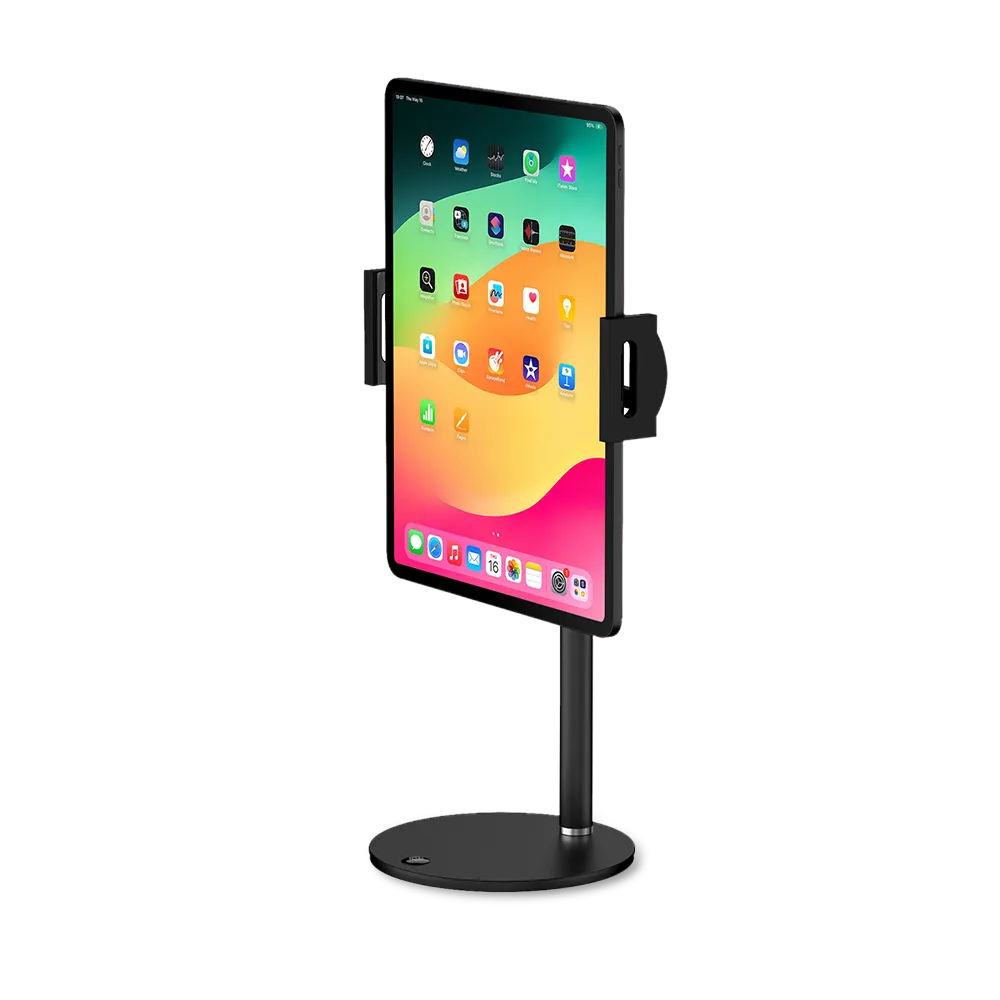 Flujo S8 Portable Monitor Arm Clip Cradle Version with Tablet - Front Angle