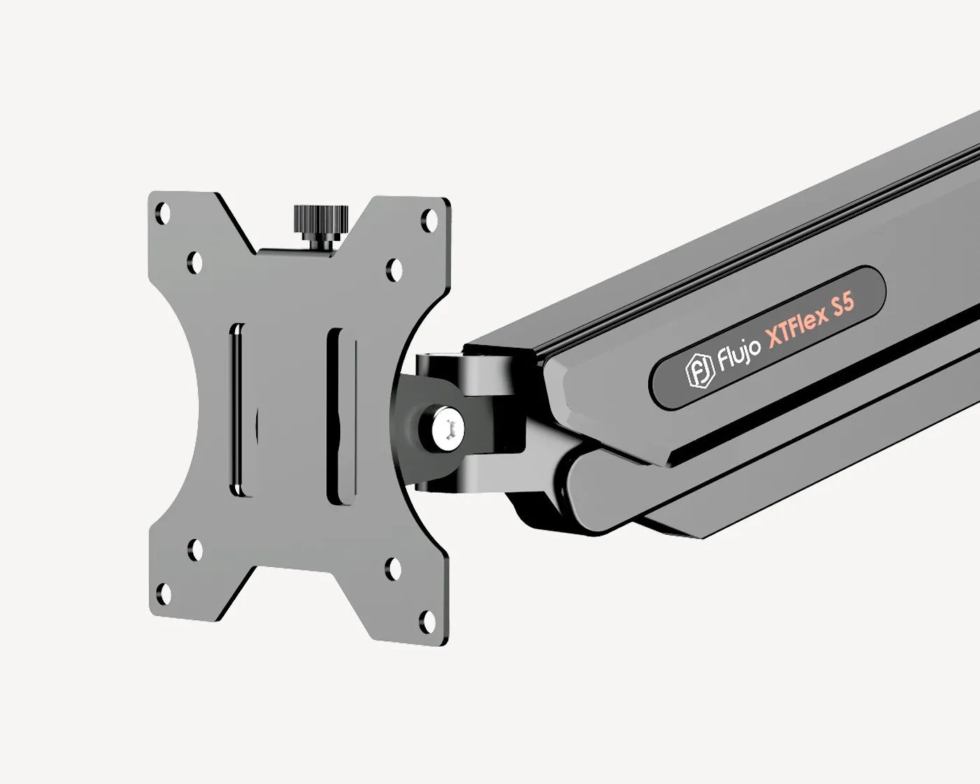 Flujo XTFlex monitor arm showcasing its weight and size capacity for monitors from 13" to 32" inches.