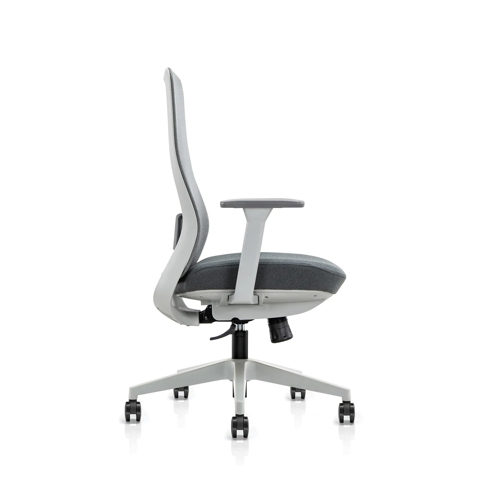 Side view of Virel modern fabric office chair