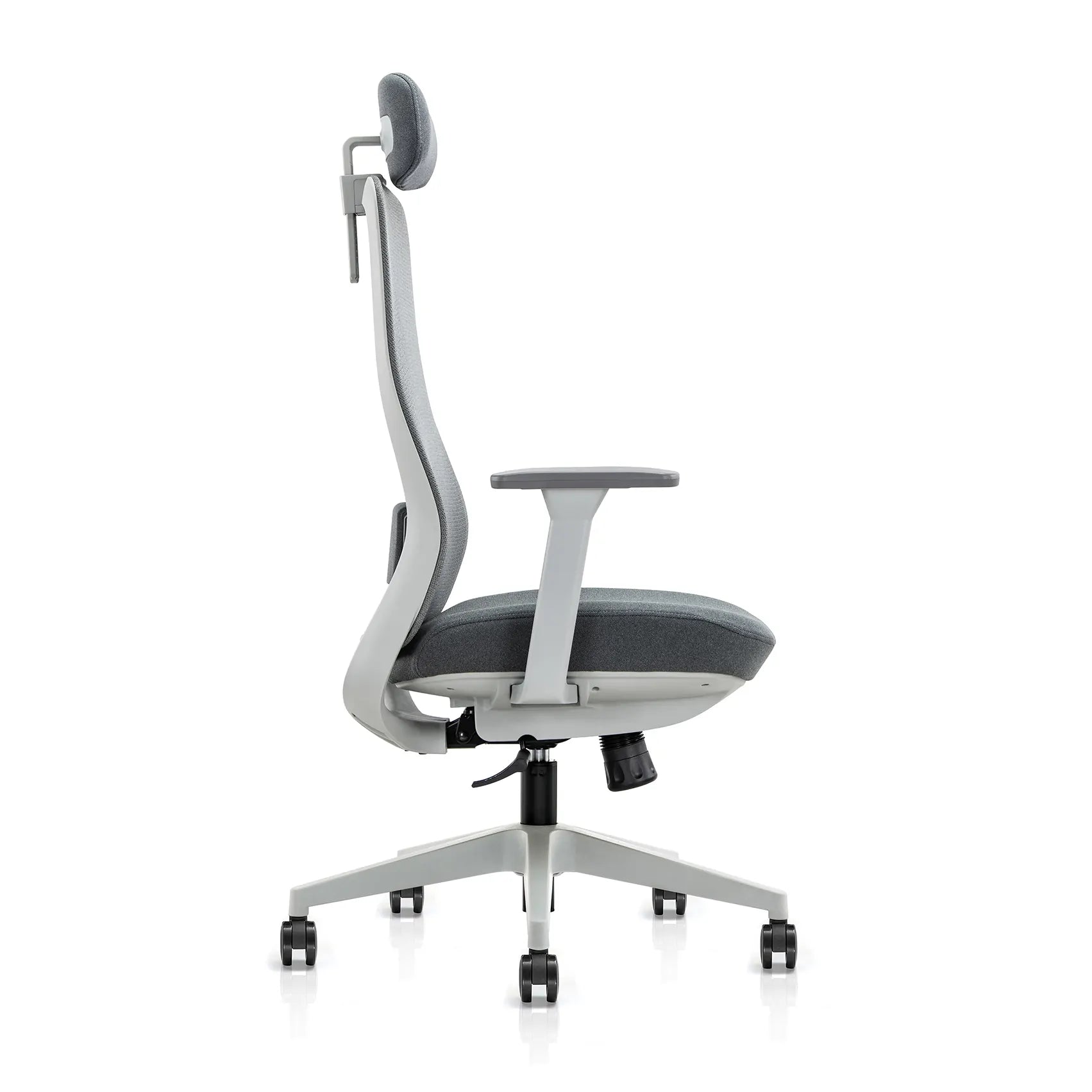 Side view of Virel modern fabric office chair