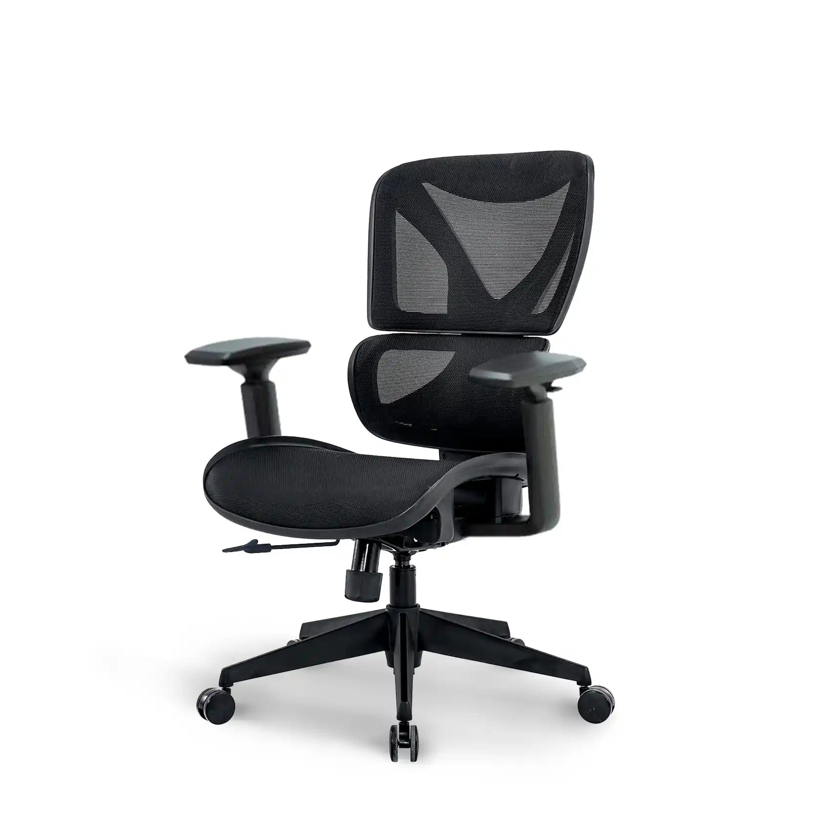 Front view of Bea with Headrest Ergonomic Chair in classic black, perfect for modern office environments.