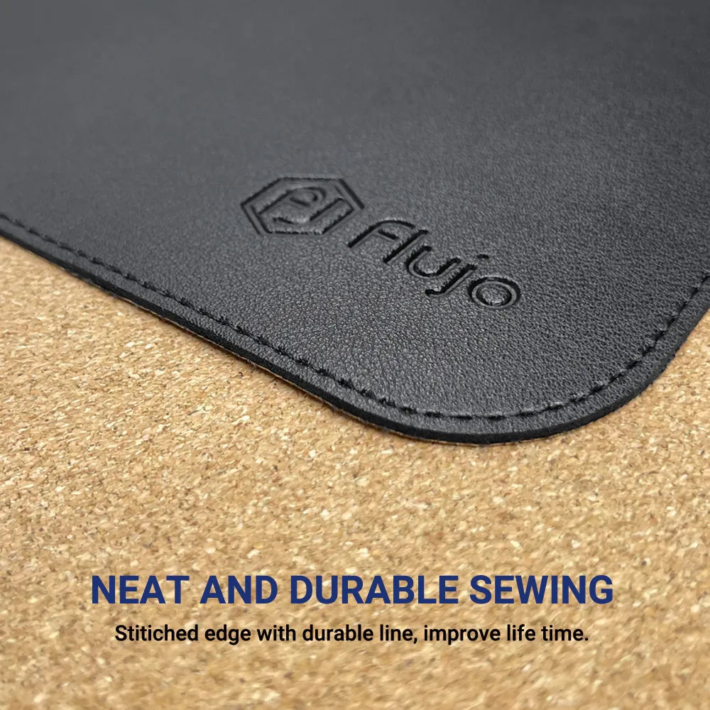 Detail of neat and durable sewing on an under desk accessory, crafted to enhance office spaces in Singapore.