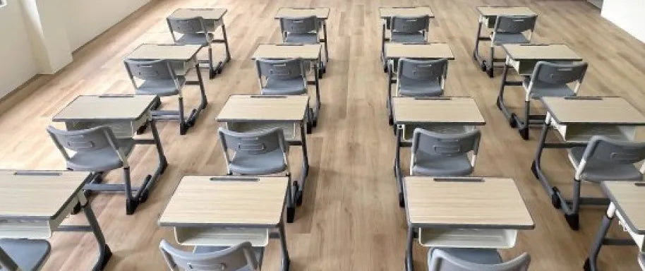 Elevate Study Desk SD001 used in a school classroom, ideal for students of different ages with ergonomic height adjustment.