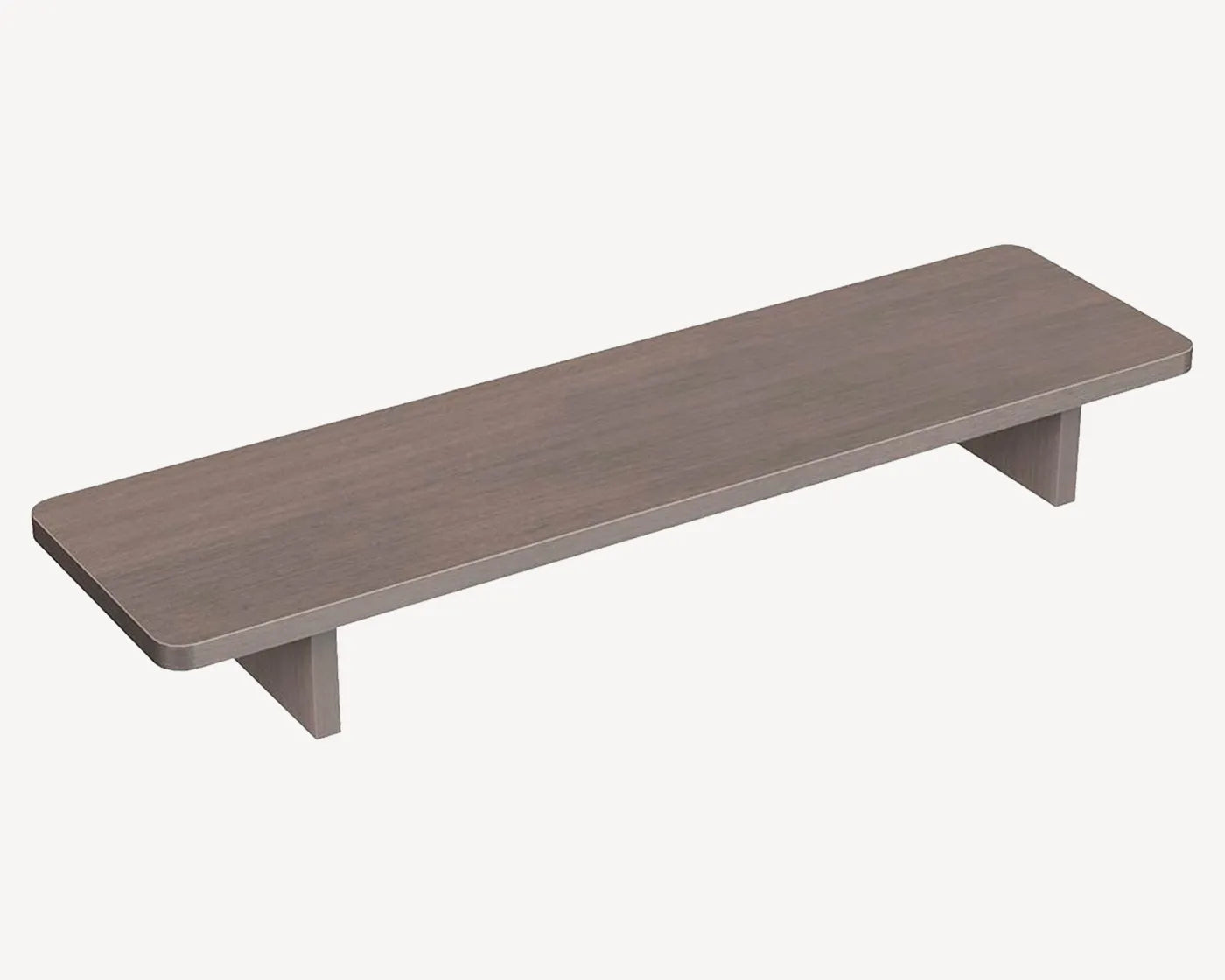 Ergonomic monitor riser in a minimalist design, measuring 800 mm long, 220 mm wide, and 100 mm high, providing a perfect fit for workspace optimization.