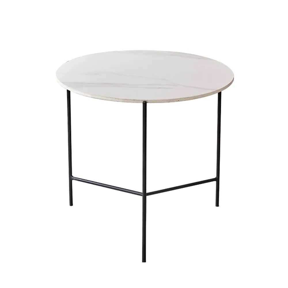Elysia coffee table featuring a white marble top and sleek black metal base, displayed on a white background for product showcase