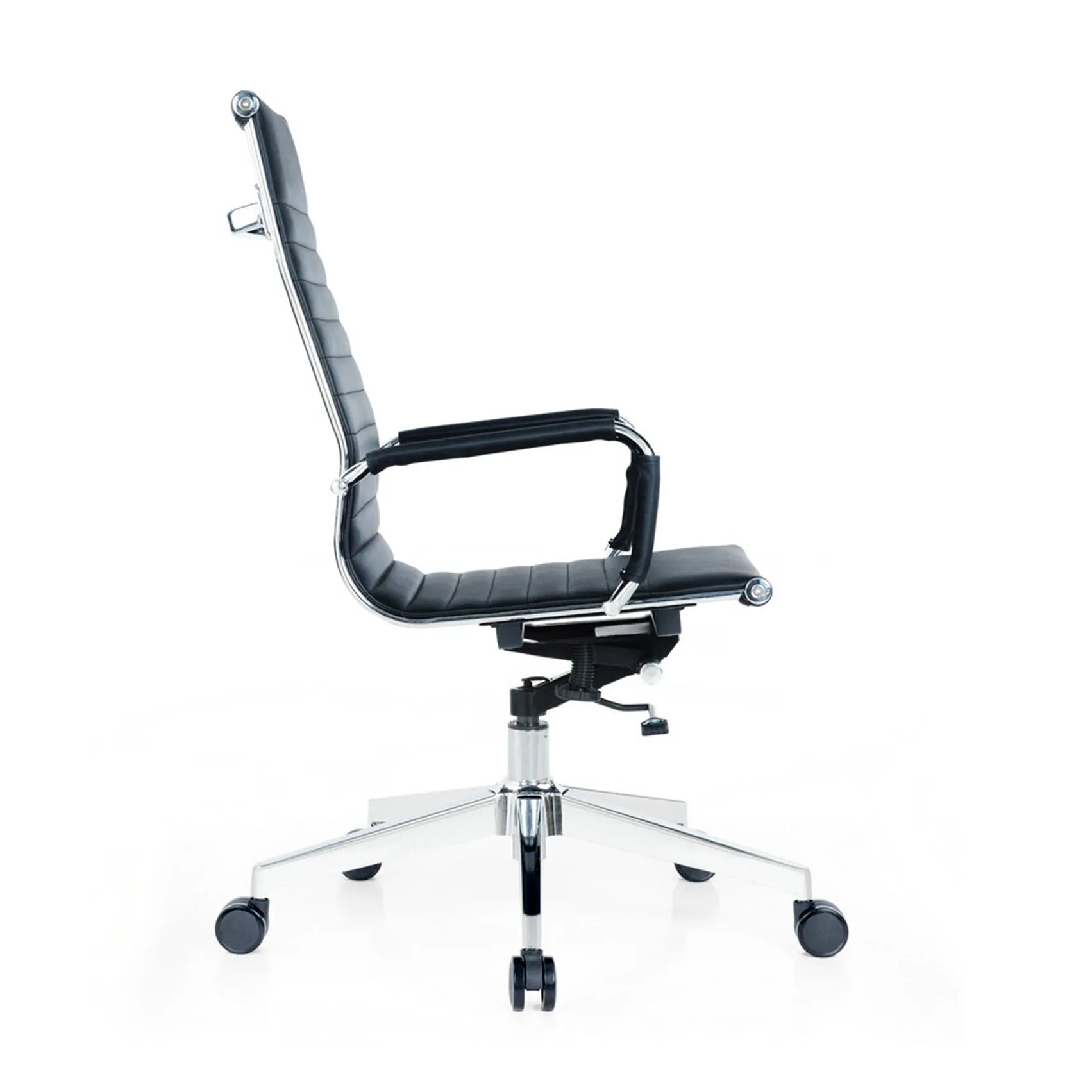Ergonomic leather office chair with strong aluminium base and cushioned seating for Singapore offices