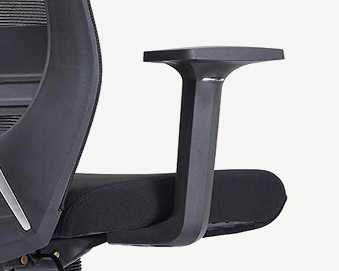 Office chair with integrated ergonomic armrest providing stable upper body support for work and home office in Singapore