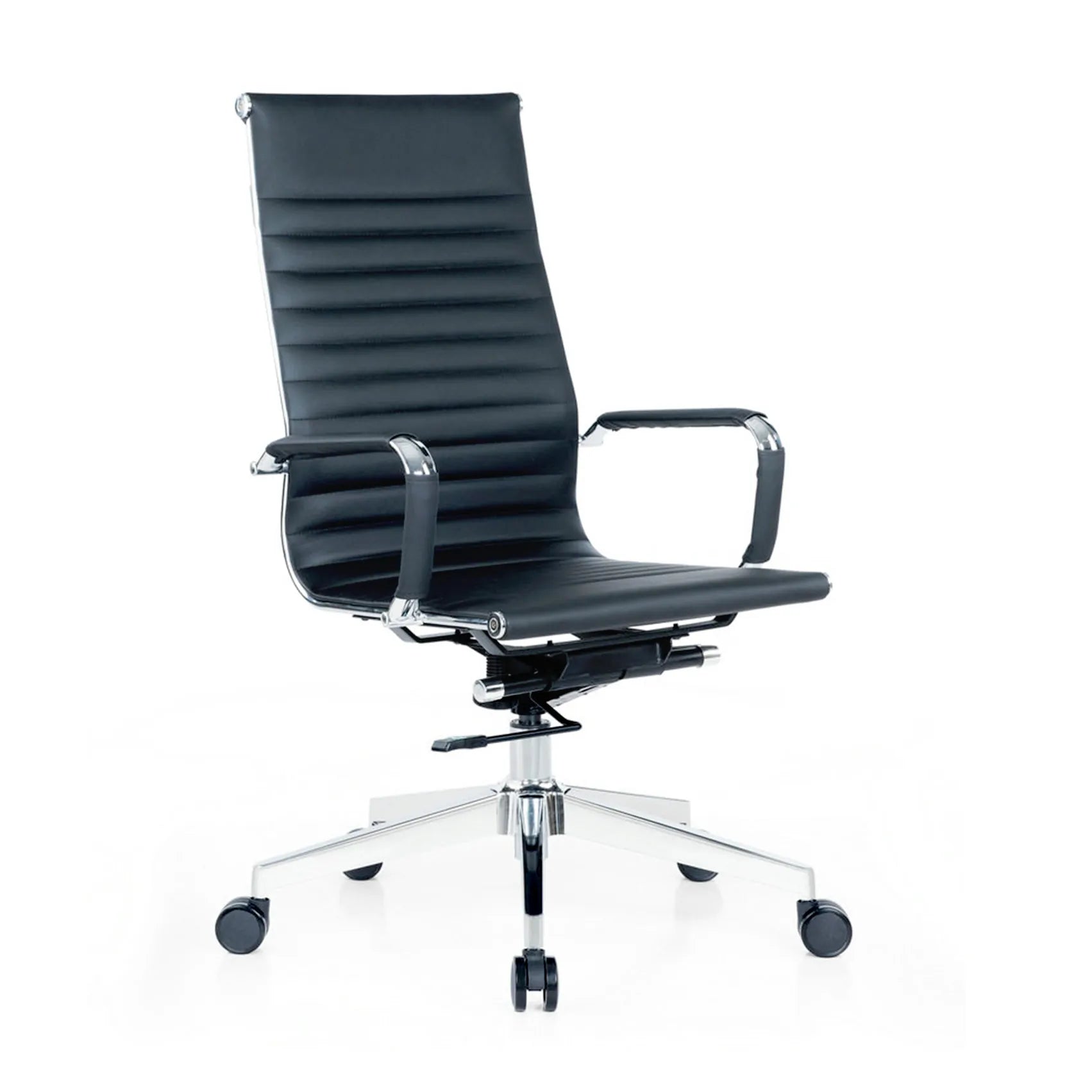 Executive high back leather office chair with chrome armrest for modern office and workspace in Singapore