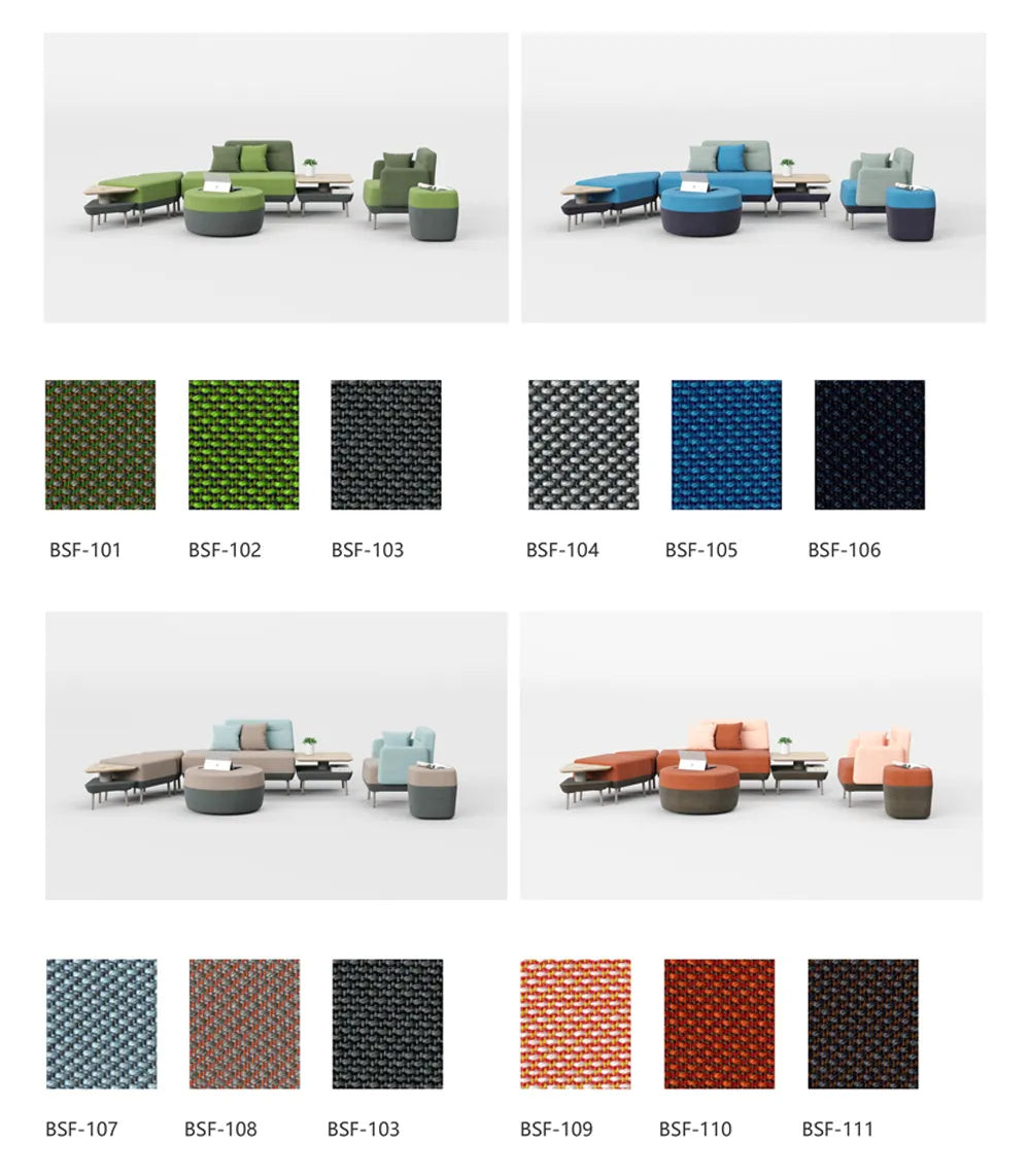 Flujo Märta fabric options for modular furniture, showcasing diverse color palettes in Singapore.