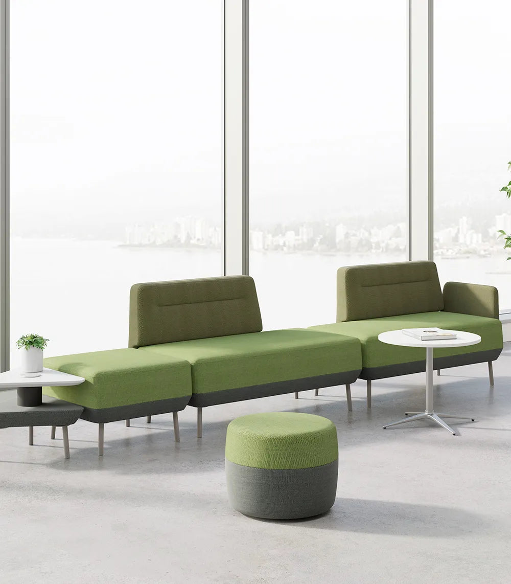 Flujo Märta green modular set for modern office and lounge spaces in Singapore.
