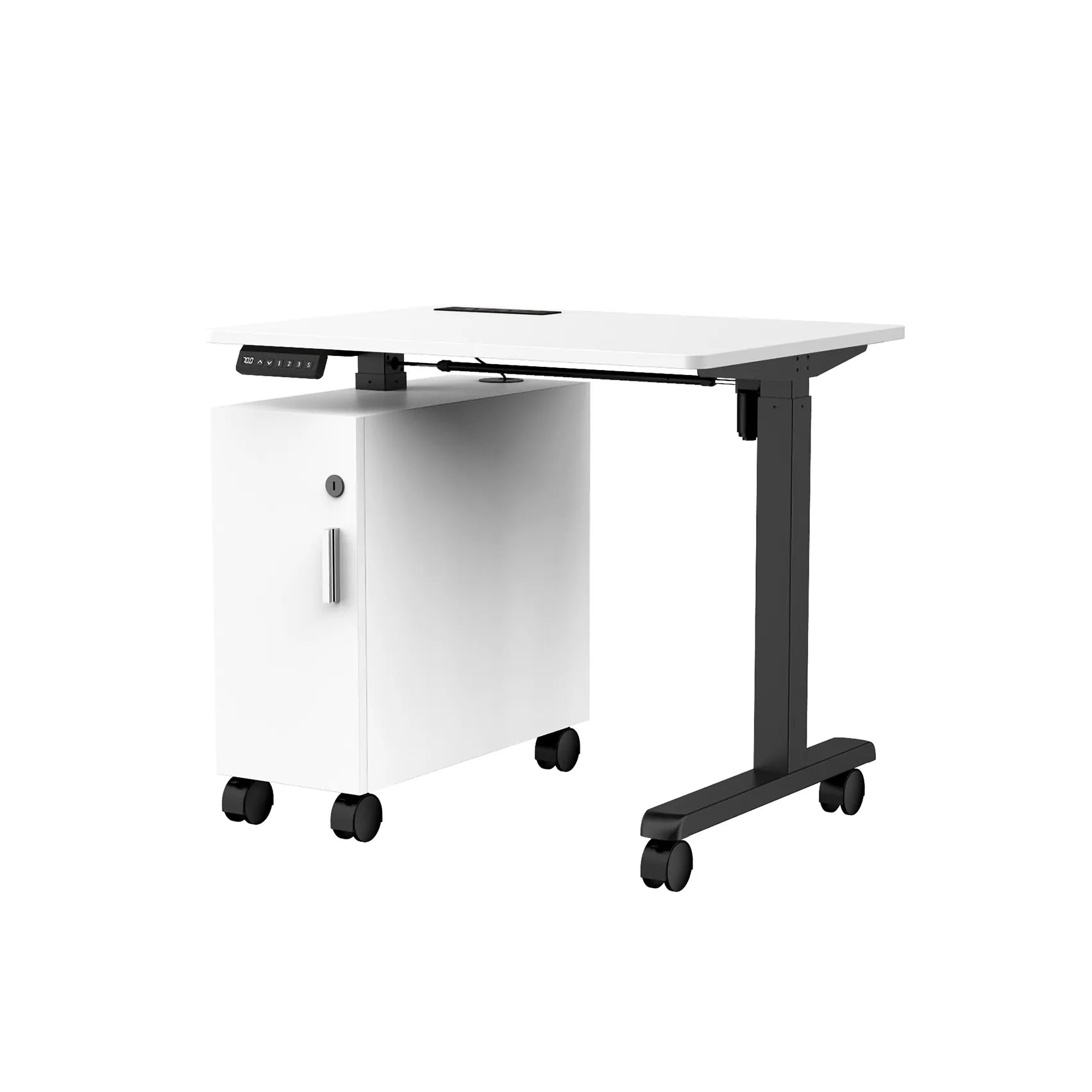 Height adjustable desk Singapore with wheels for flexible office and classroom use