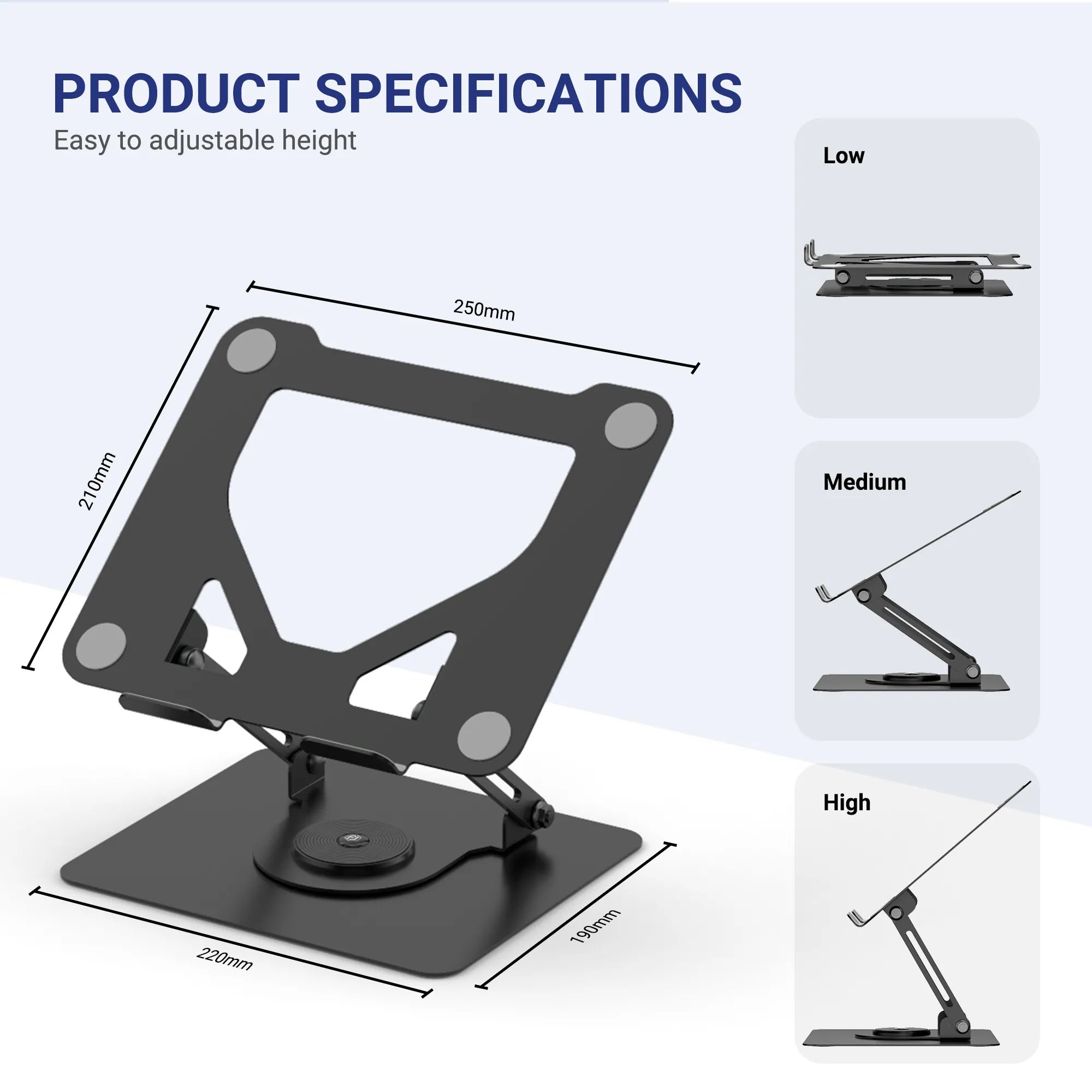 Laptop stand with easy-to-adjust height settings for ergonomic desk configurations in Singapore.