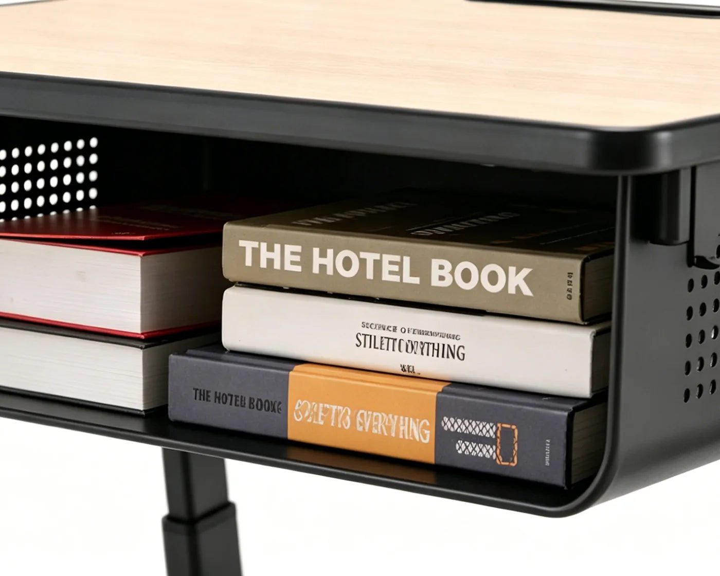 Lockable book basket storage for ergonomic student study desk