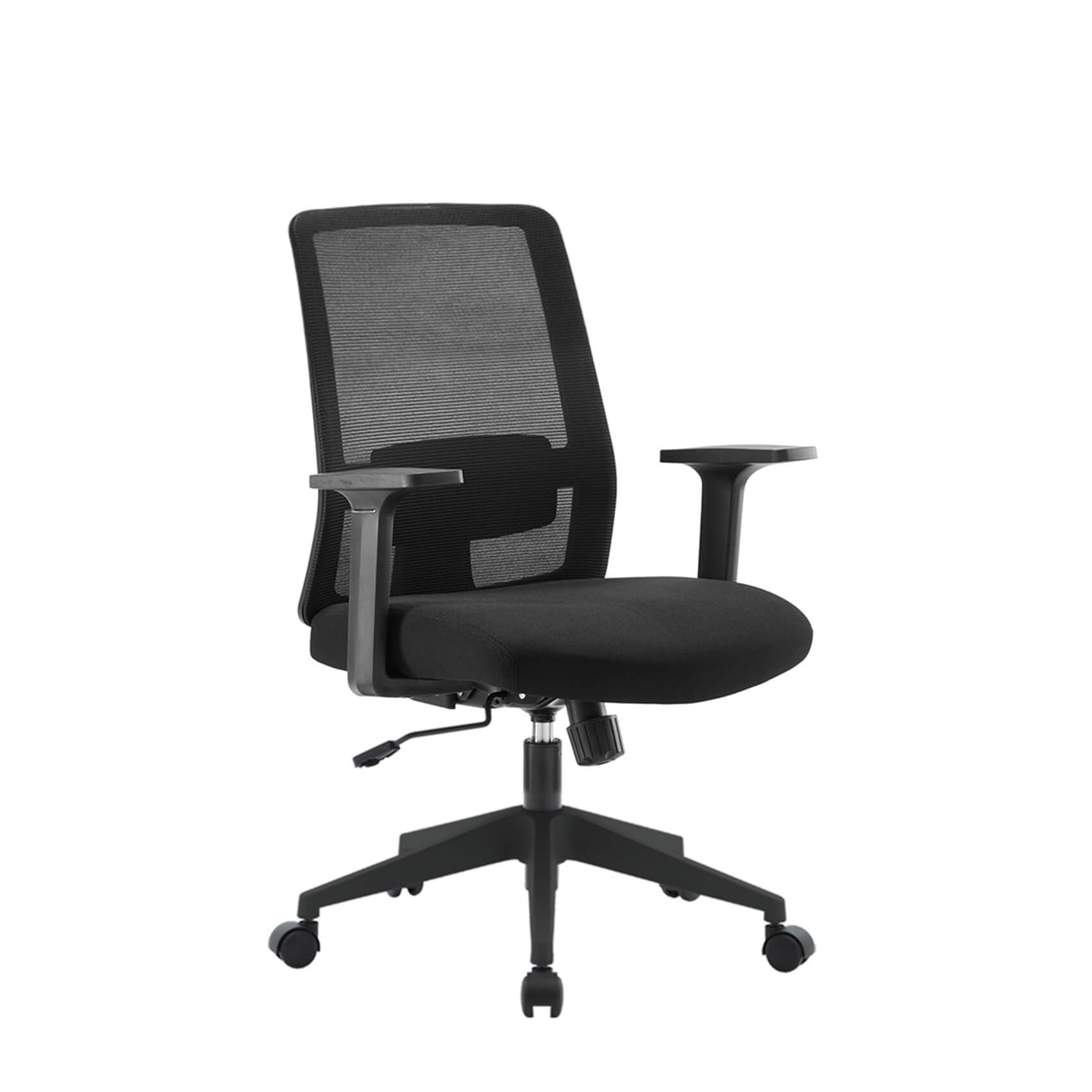 Side view of adjustable ergonomic mesh office chair
