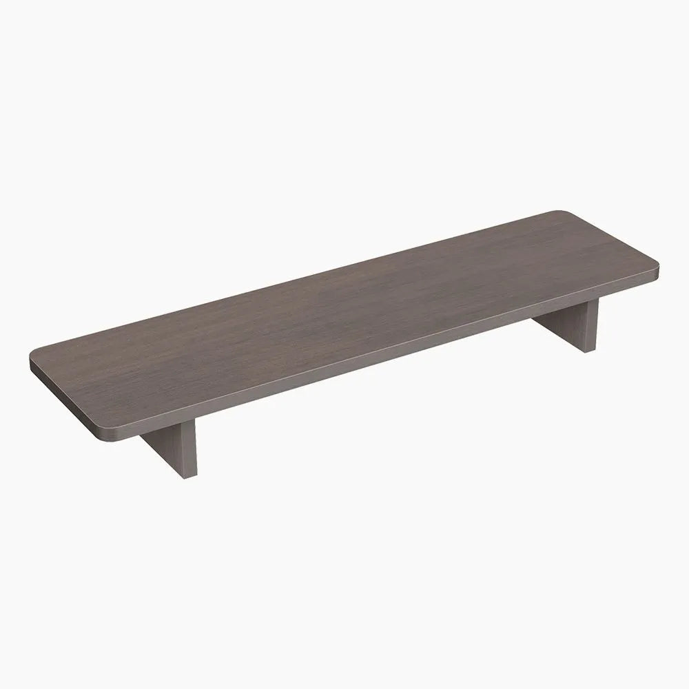 Minimalist wooden monitor riser for ergonomic desk setups, suitable for home and office spaces in Singapore.