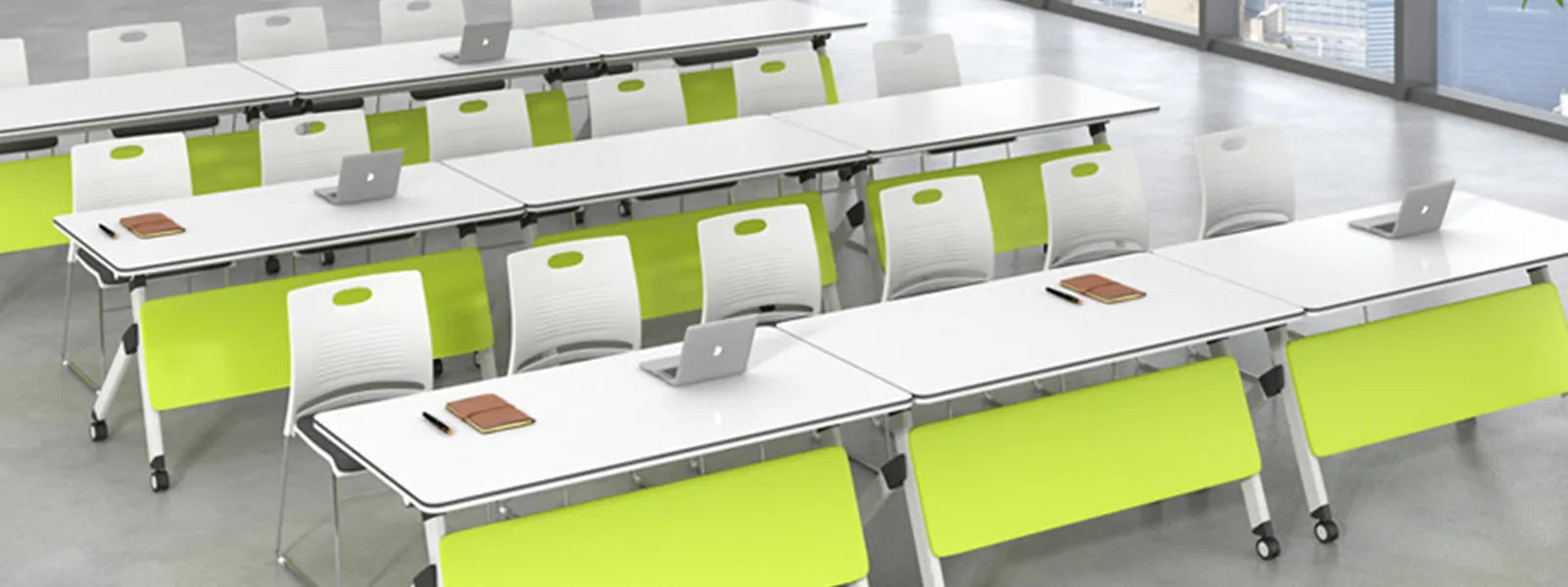 Mobile collaborative table used in a modern office meeting room