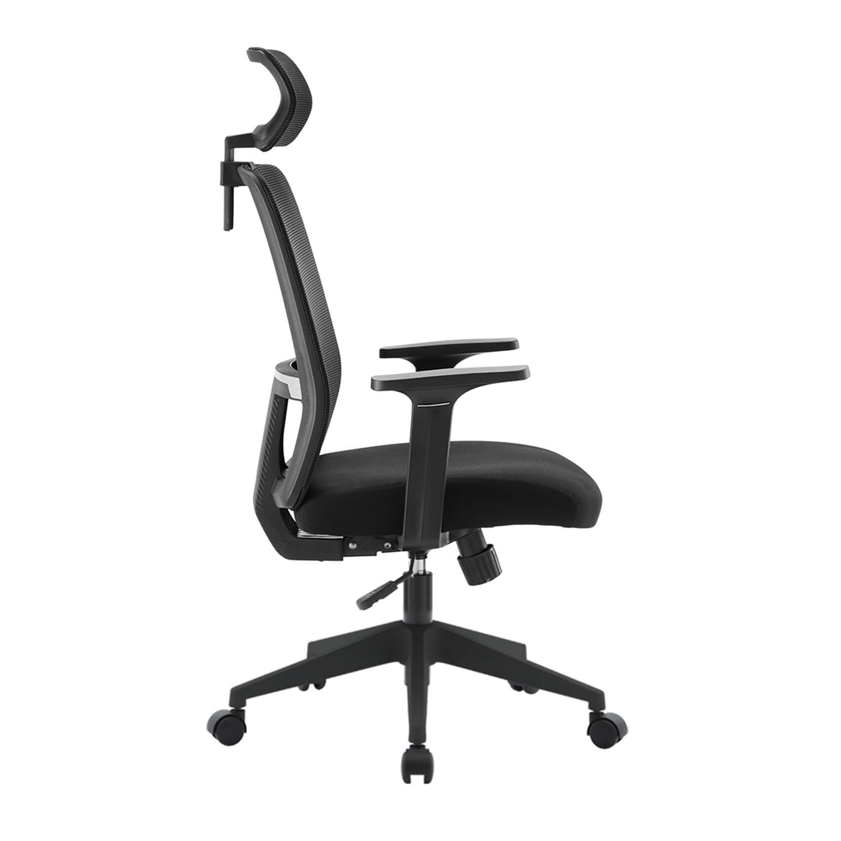 Adjustable headrest detail of ergonomic office chair