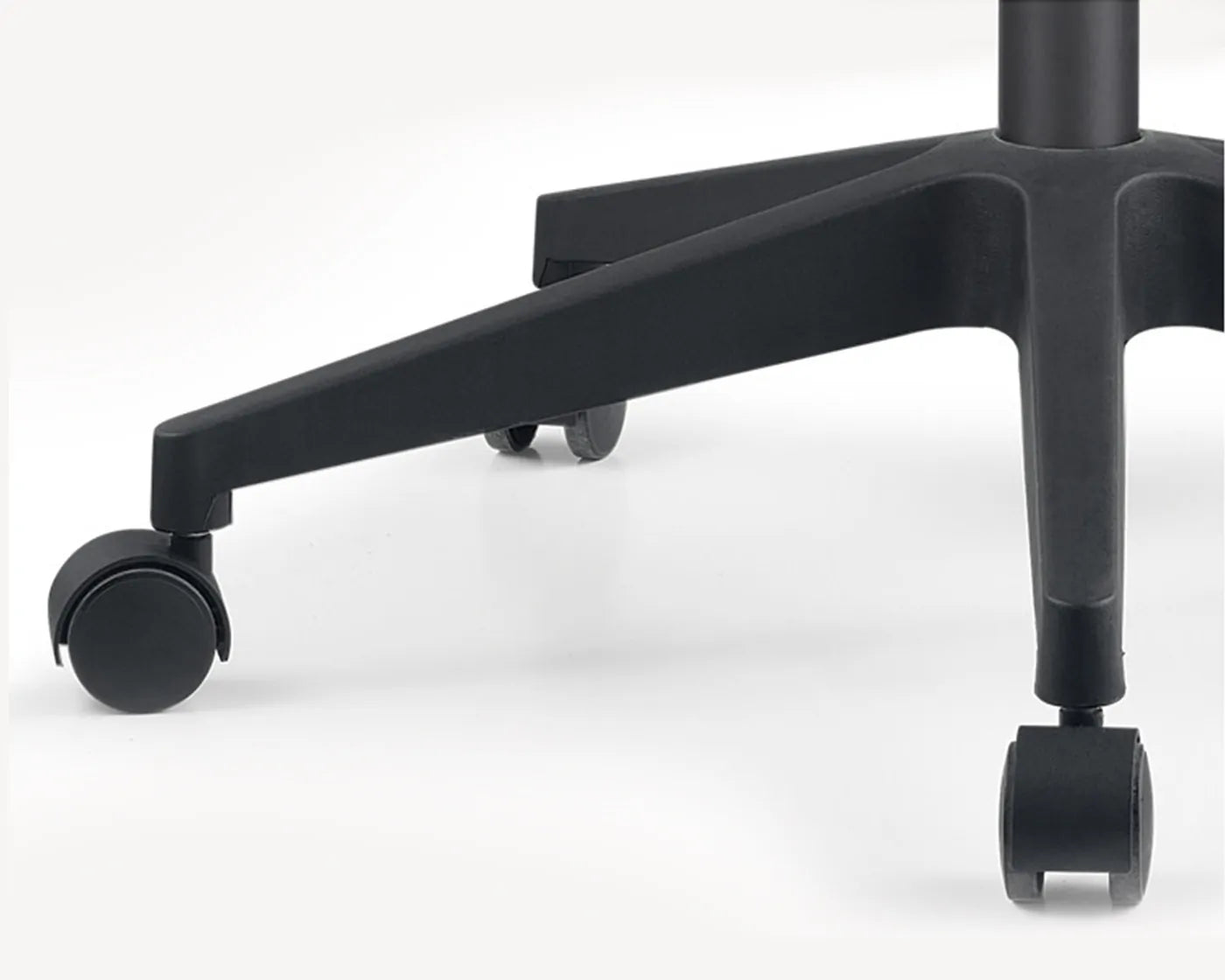 Ergonomic office chair with soft PU casters that roll smoothly without scratching wooden floors, ideal for Singapore offices