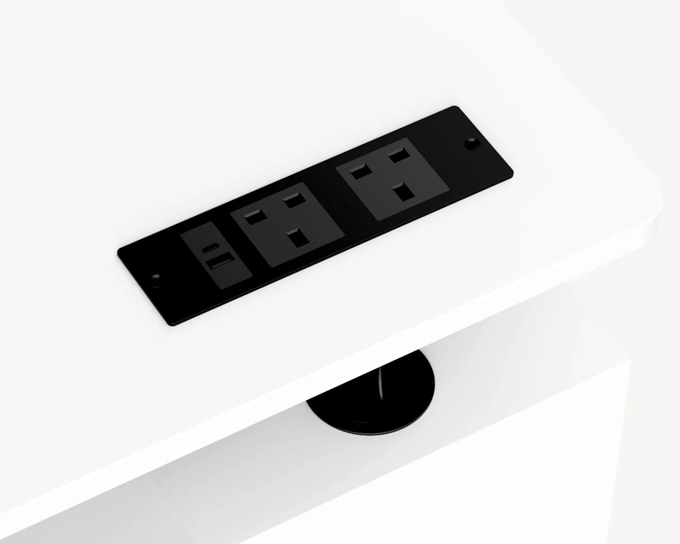 Standing desk with built-in power socket for office and workspace use