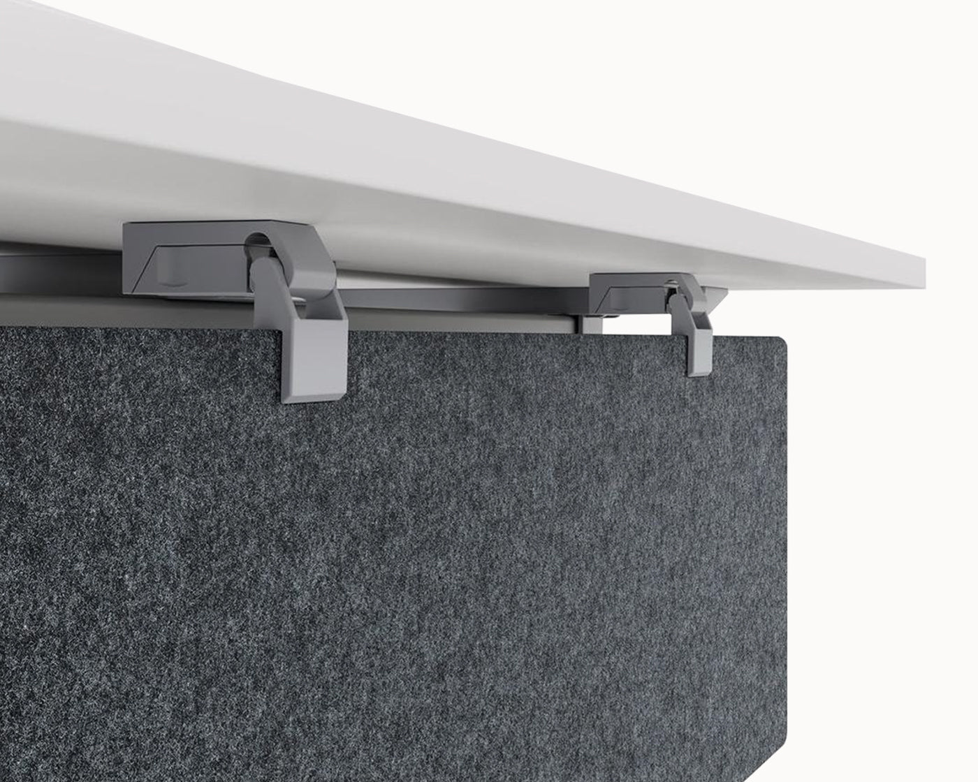 Training desk with acoustic panel for noise reduction in workspace