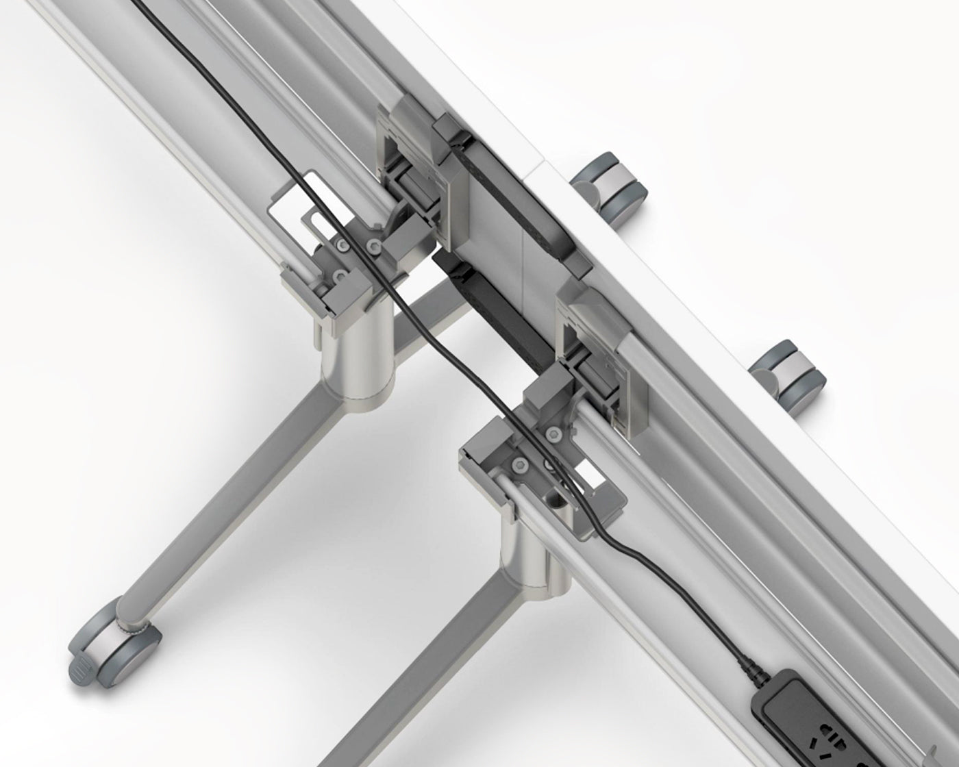 Office training table with built-in cable management system and cable tray