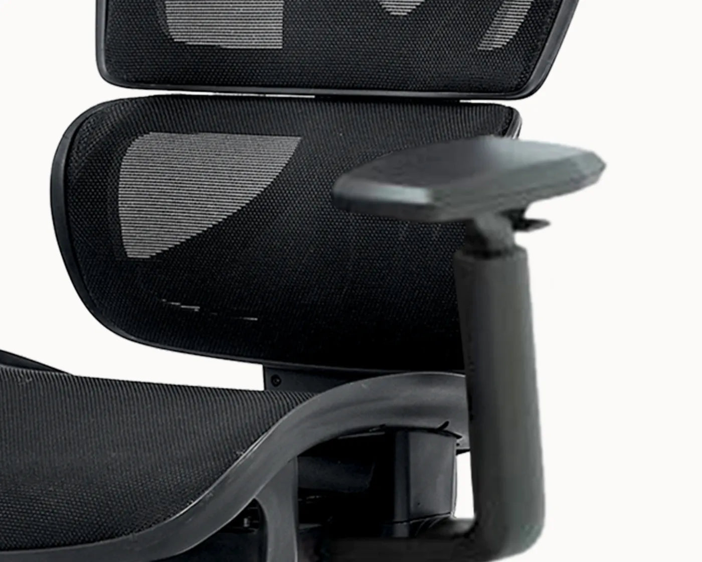 Adjustable MegArmRest of an ergonomic office chair showcasing the height, angle, and direction customization.