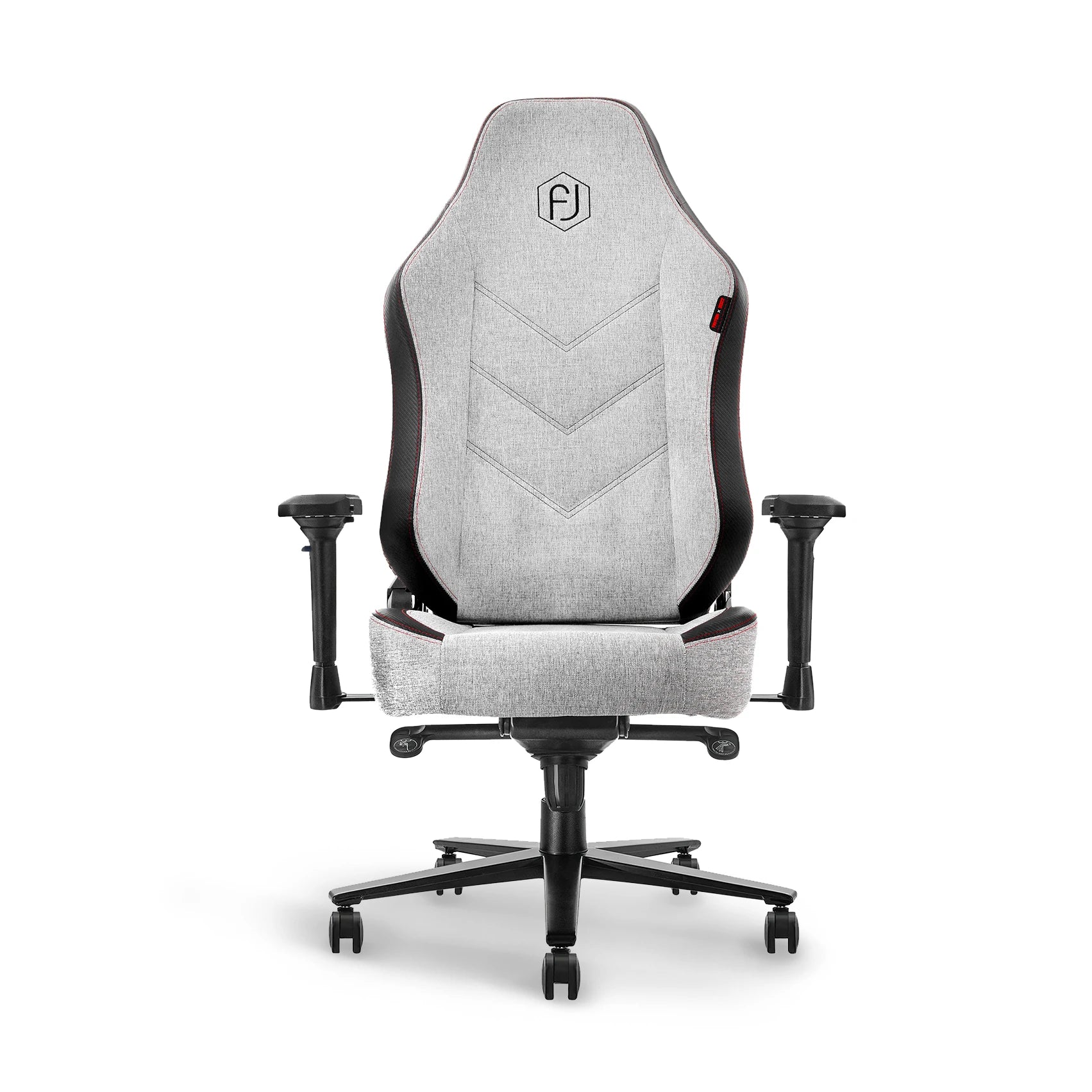 Greige Grey ergonomic chair with unique stitching pattern and comfortable backrest, frontal view.