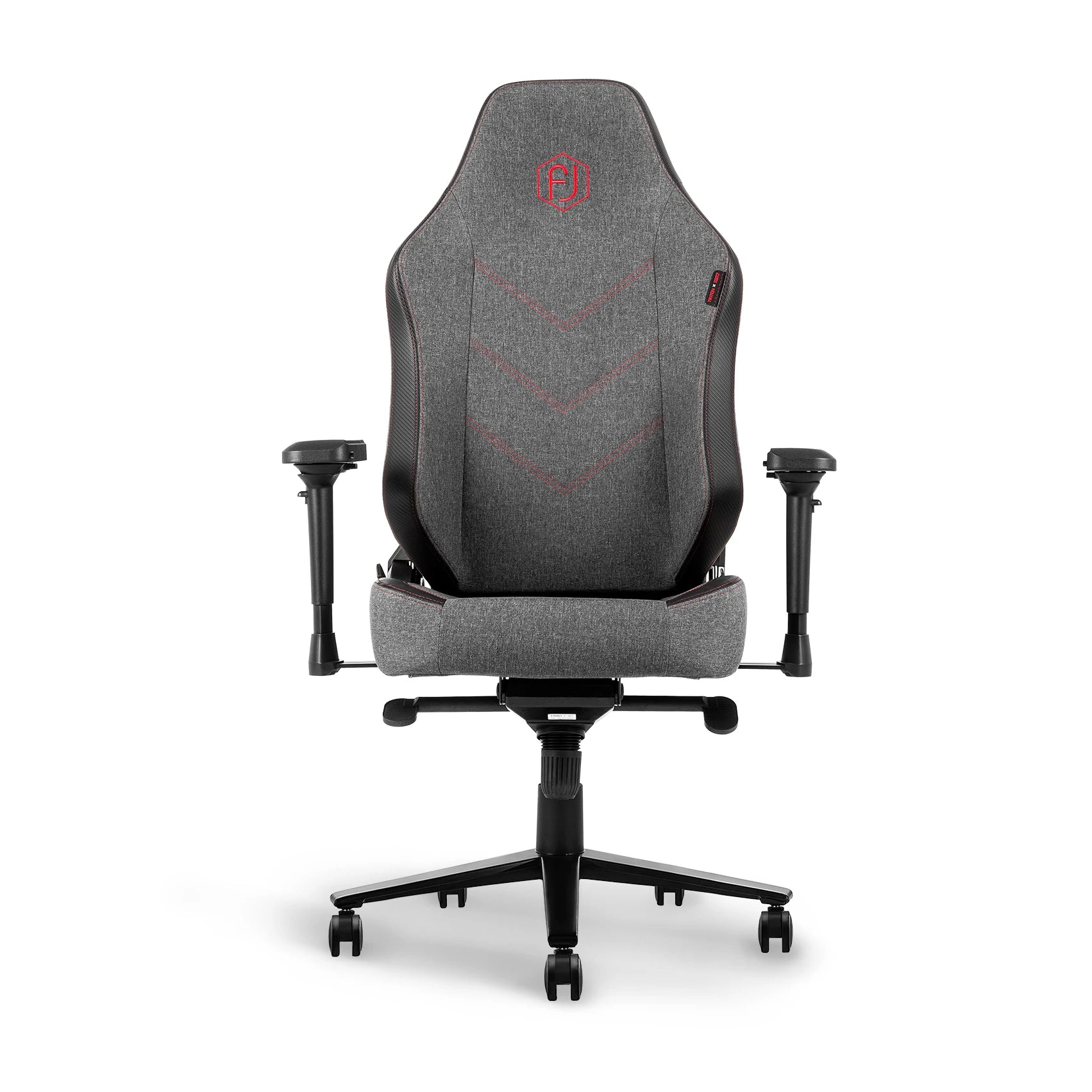 Heather grey ergonomic chair with unique stitching pattern and comfortable backrest, frontal view.