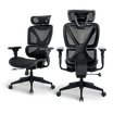 Front view of Bea with Headrest Ergonomic Chair in classic black, perfect for modern office environments.