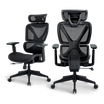 Front view of Bea with Headrest Ergonomic Chair in classic black, perfect for modern office environments.