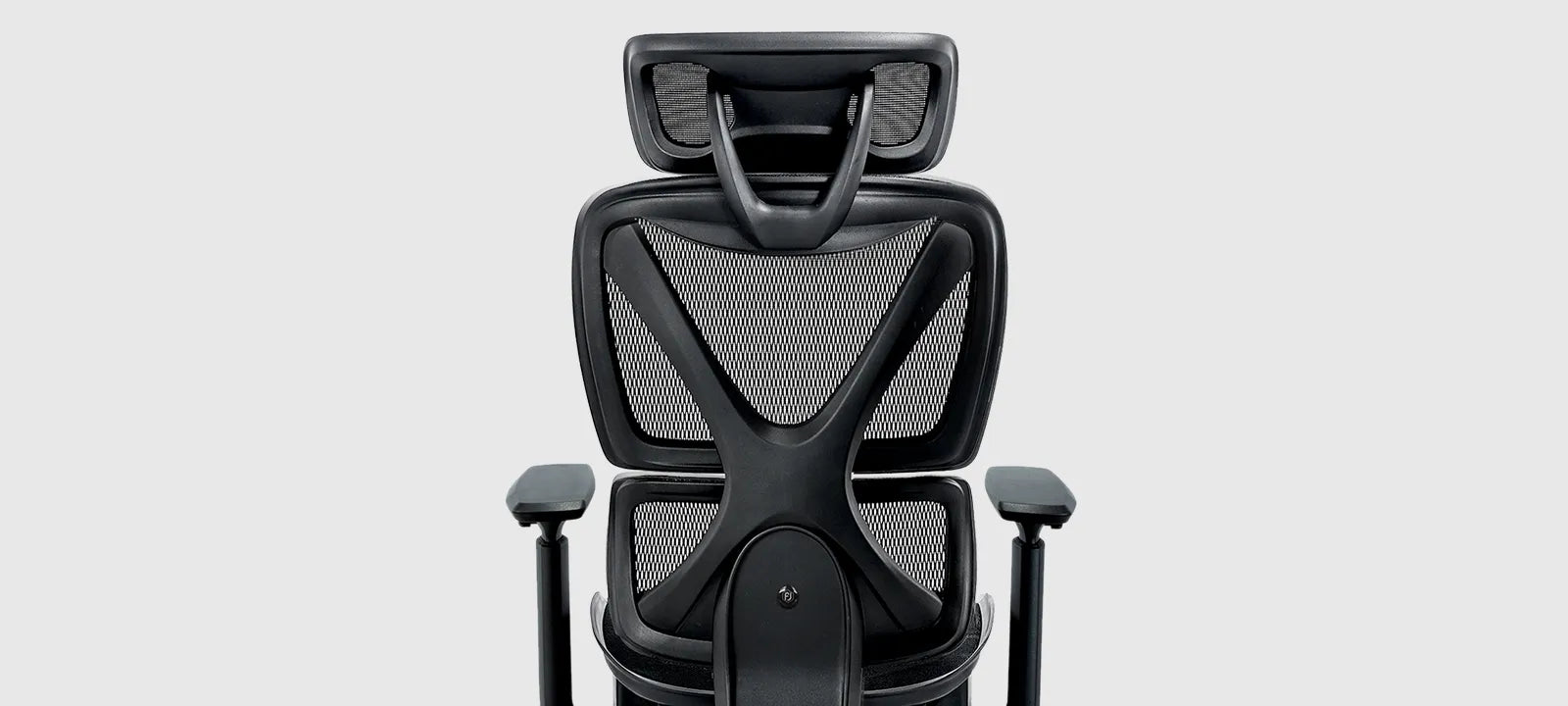 Ergonomic office chair with X-shaped backrest design, promoting 'X Marks the Comfort Spot' by BEA.