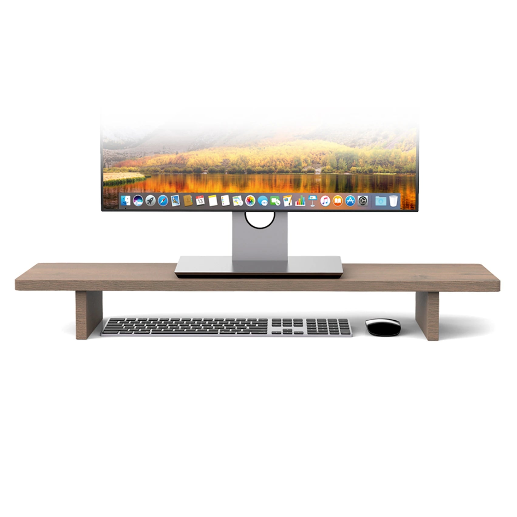 Minimalist élever Ergonomic Monitor Riser in a natural wood finish, offering a sleek stand to enhance screen viewing comfort and desk organization