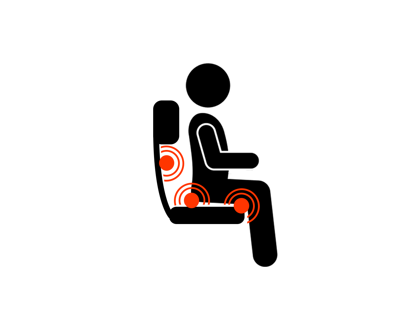 Illustration of an ergonomic chair with highlighted zones to reduce pressure points on the body.