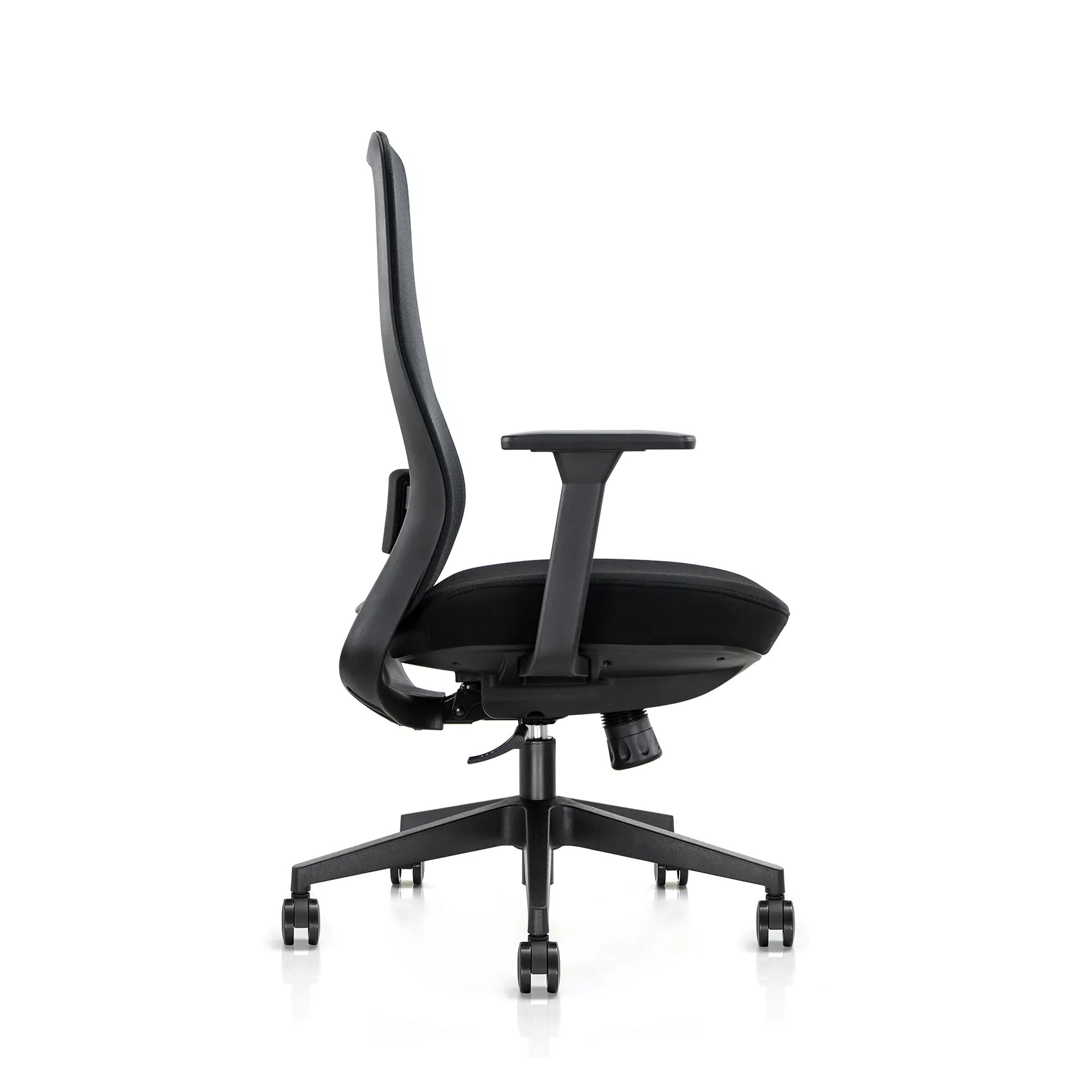 Side view of Virel modern fabric office chair
