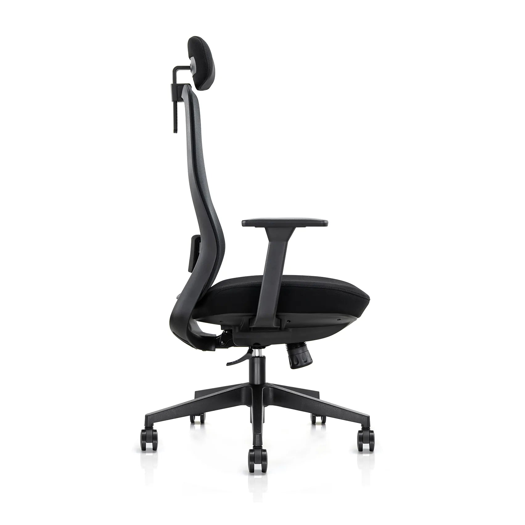 Side view of Virel modern fabric office chair