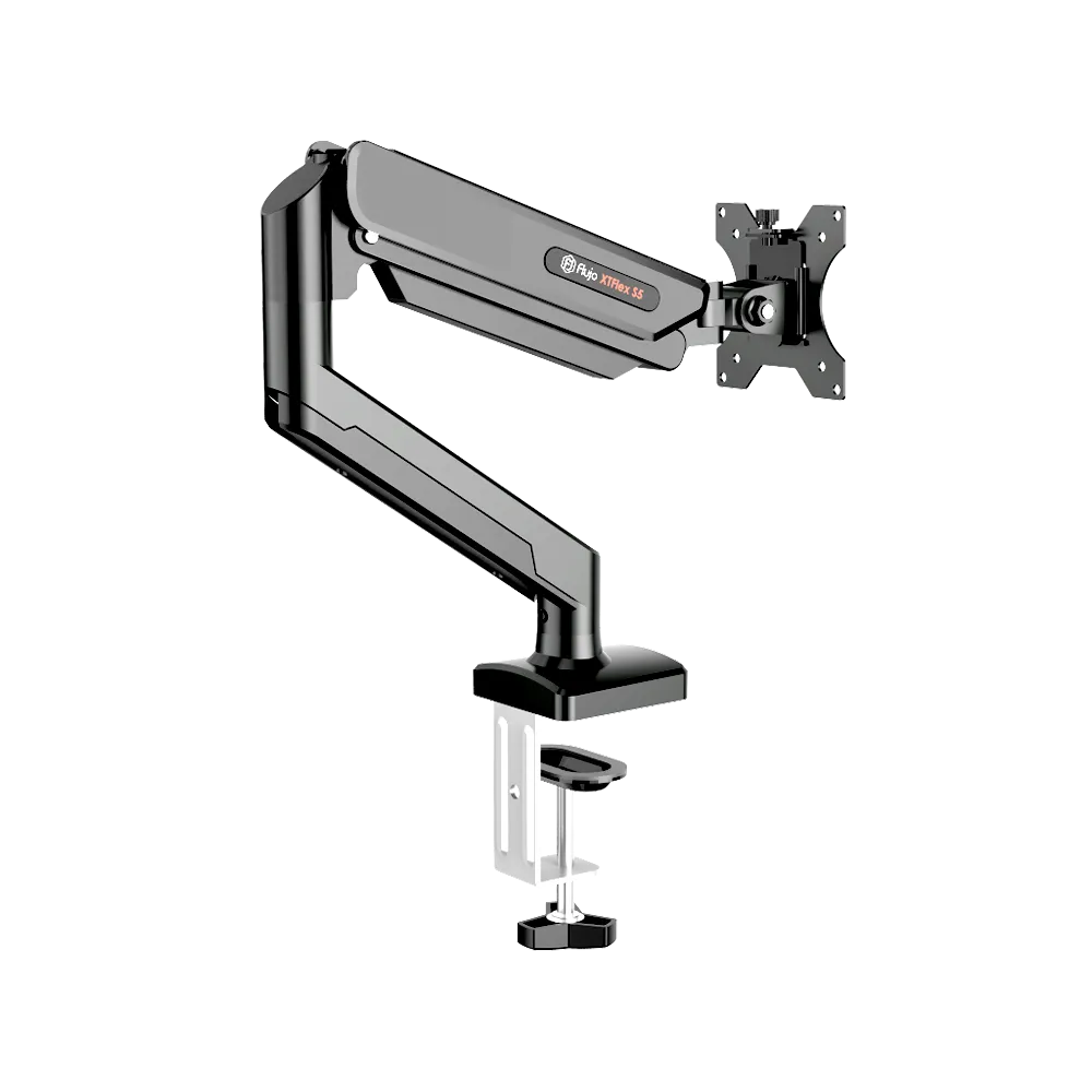 XTFlex S5 Monitor Arm in black, an adjustable and sturdy solution for ergonomic monitor positioning.