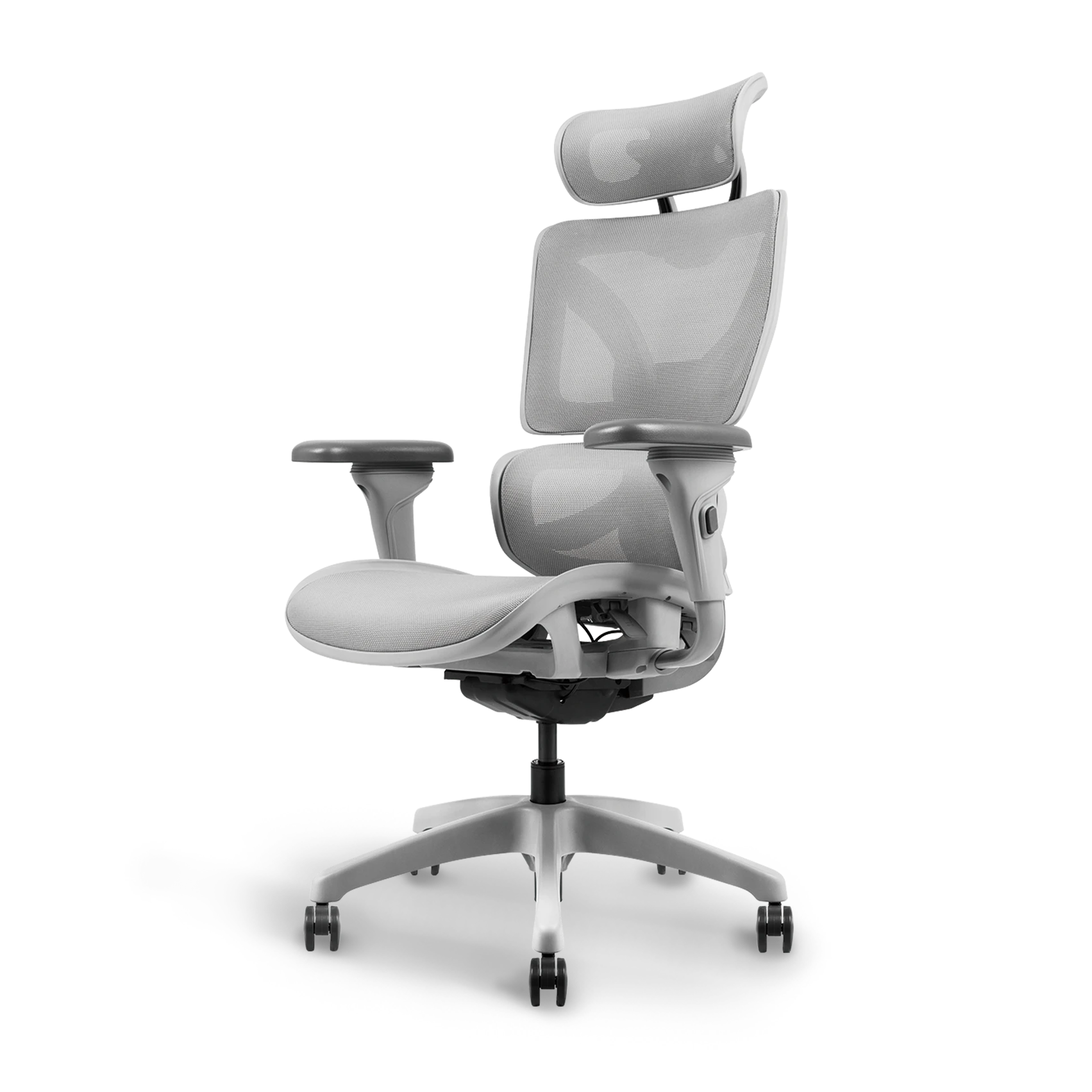 Ergonomic office chair with adjustable lumbar support and armrests by Flujo, designed for comfort and posture alignment.