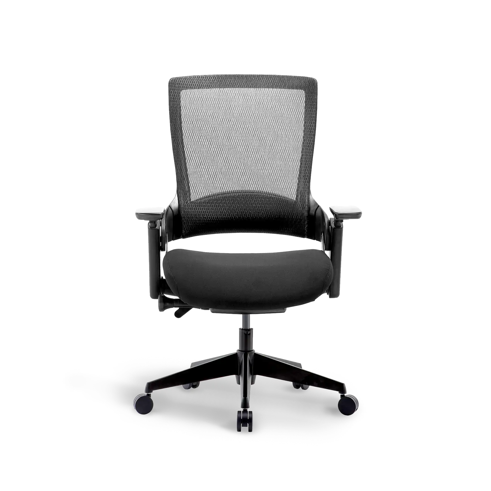 Back view of Flujo Angulo ergonomic chair with lumbar support in black