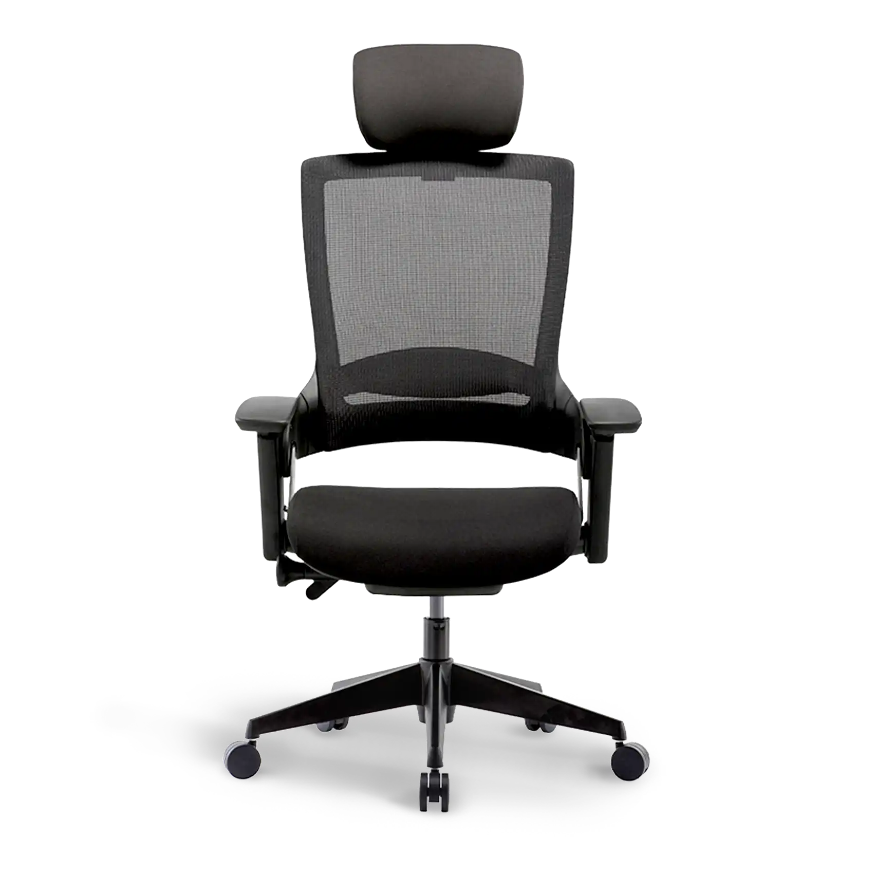 Back view of Flujo Angulo ergonomic chair with lumbar support in black