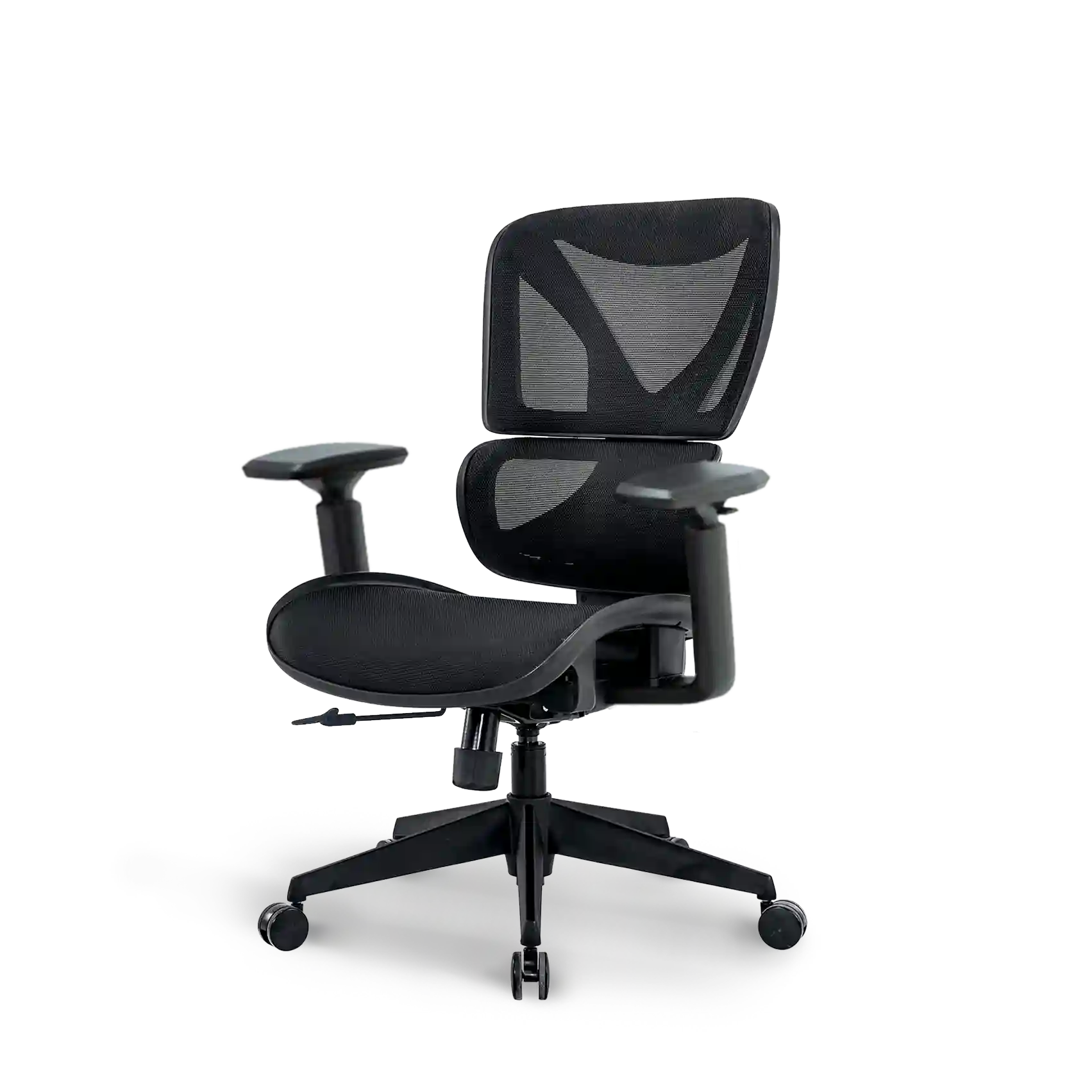 Front view of Bea with Headrest Ergonomic Chair in classic black, perfect for modern office environments.