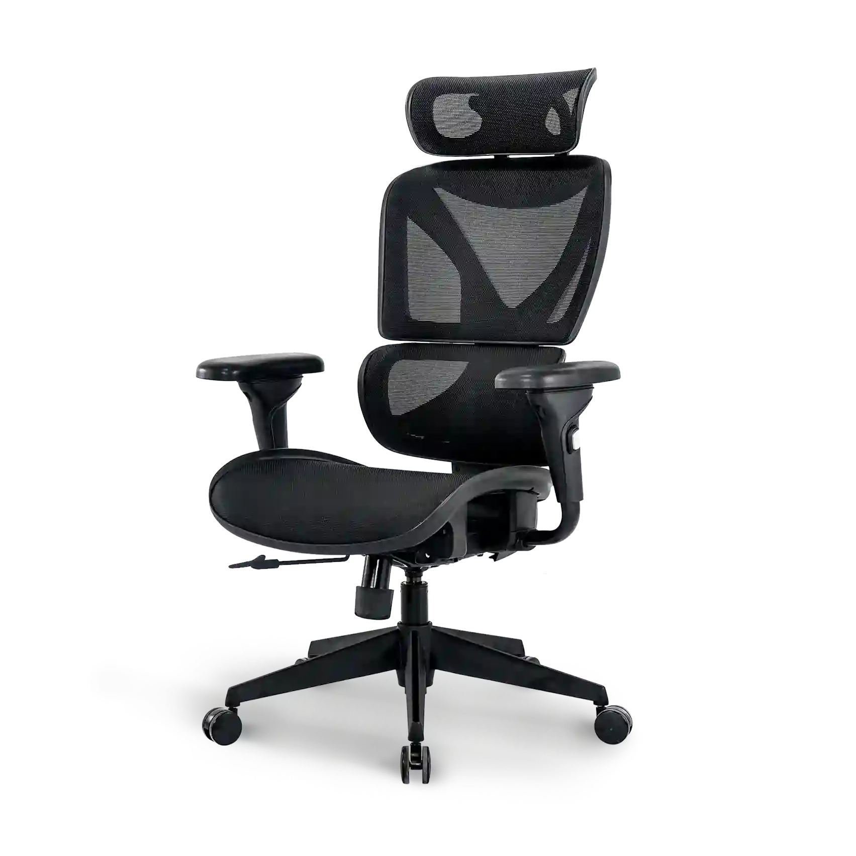 Front view of Bea with Headrest Ergonomic Chair in classic black, perfect for modern office environments.