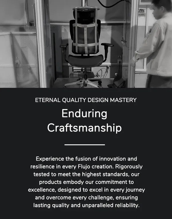 Craftsman inspecting ergonomic chair demonstrating enduring craftsmanship and design excellence in Singapore.