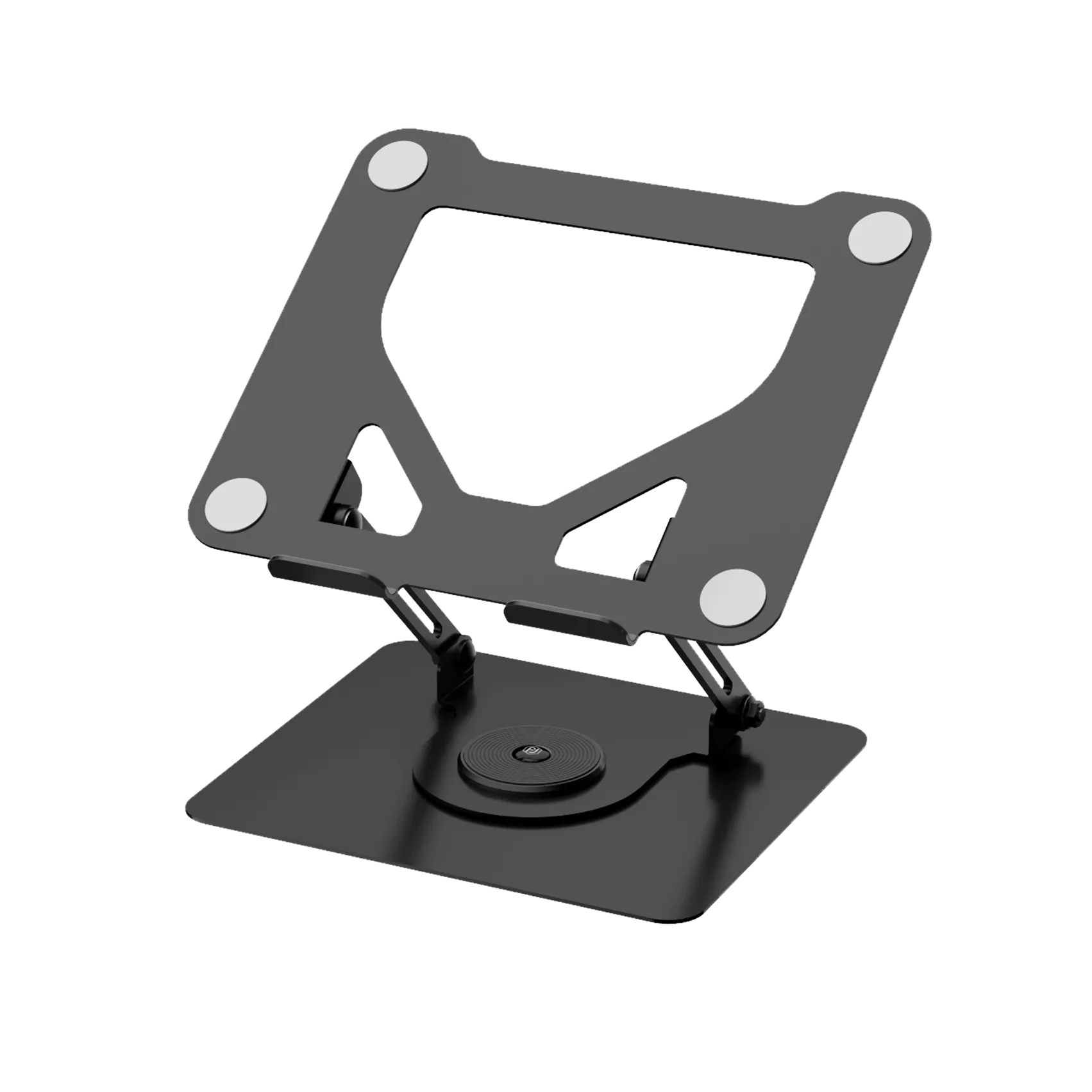 Isolated image of an ergonomic laptop stand, adjustable for custom desk setups in Singapore.