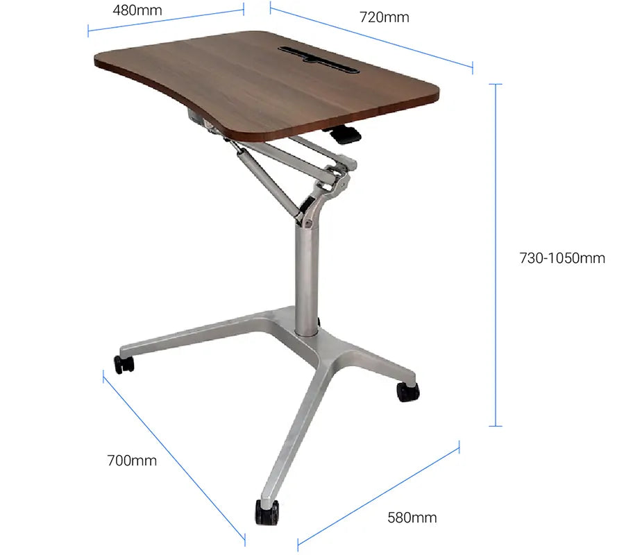 Sketch of Flexi Table with adjustable height and mobile base.