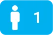 Single user icon indicating capacity for Flujo Acoustic Phone Booth, ideal for private phone calls.